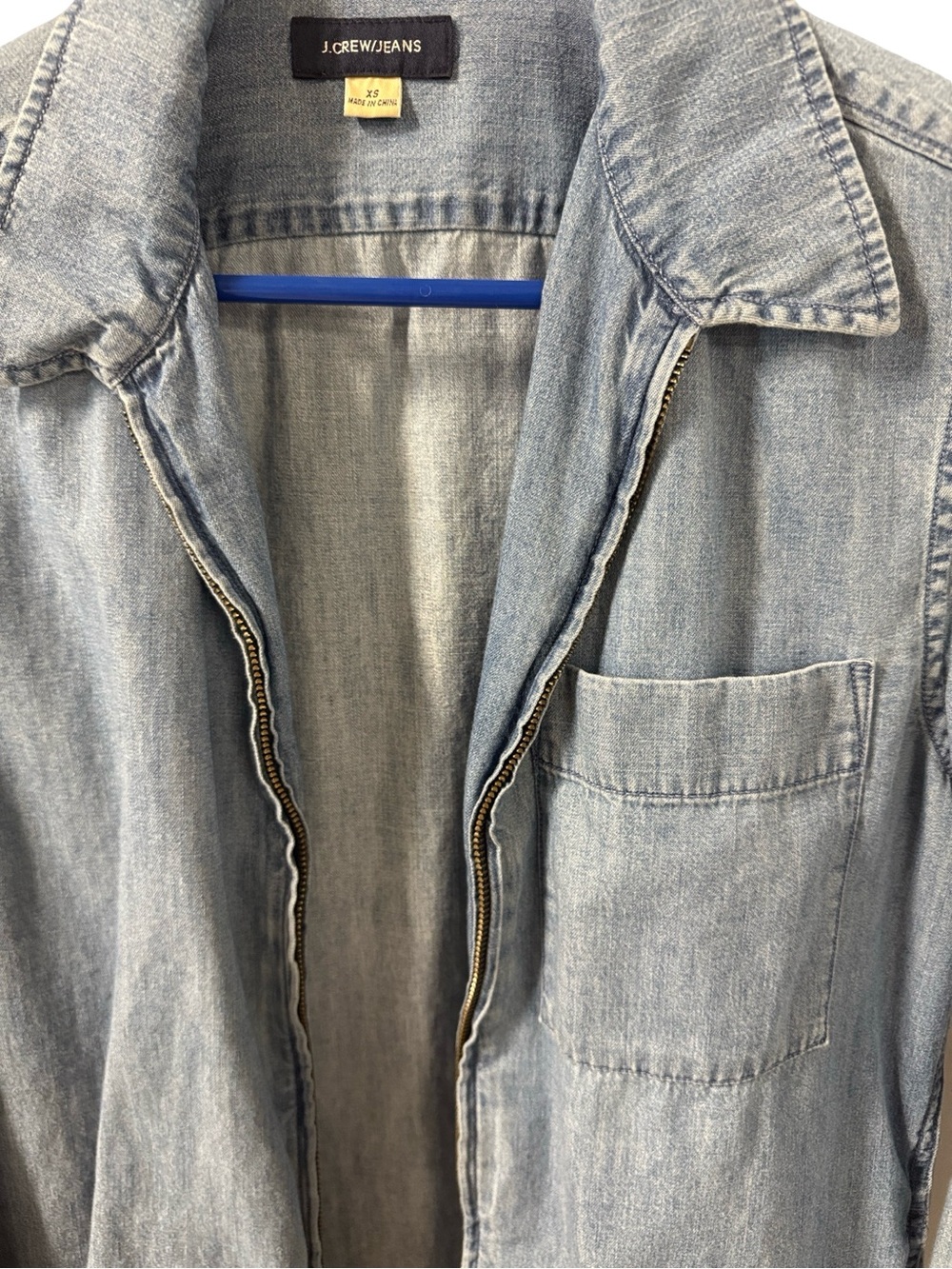 J. Crew Light Blue Denim Zip-Front Jacket - Picture 3 of 10